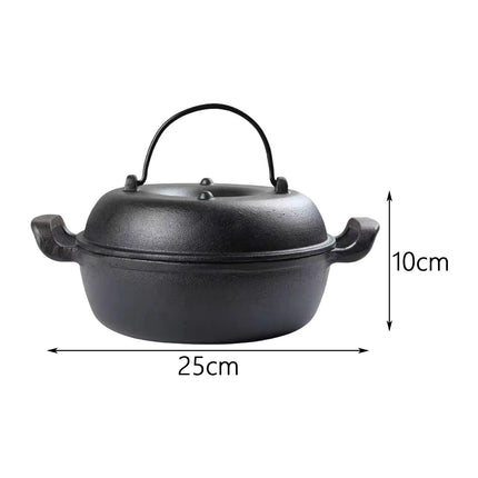 Crofta Cast Iron Serving Pot Multi Use with Dual Handles with Lid for Kitchen 25cm