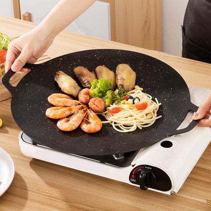 Crofta Grill Pan Korean Style Frying Pan Multifunctional Plate Pan for Cooking Home 38cm