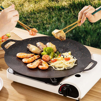 Crofta Grill Pan Korean Style Frying Pan Multifunctional Plate Pan for Cooking Home 38cm