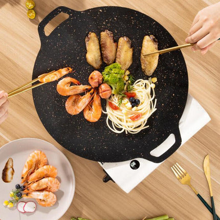 Crofta Grill Pan Korean Style Frying Pan Multifunctional Plate Pan for Cooking Home 38cm