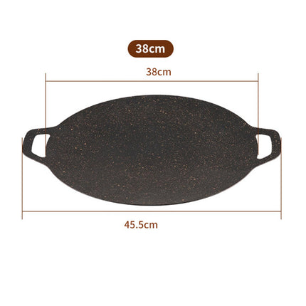 Crofta Grill Pan Korean Style Frying Pan Multifunctional Plate Pan for Cooking Home 38cm