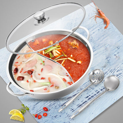 Crofta Pot with Divider Cookware Kitchenware Cookware Cooking Pot for Party Travel With spoon and lid