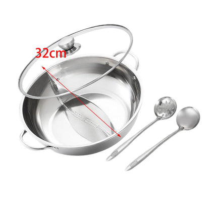 Crofta Pot with Divider Cookware Kitchenware Cookware Cooking Pot for Party Travel With spoon and lid