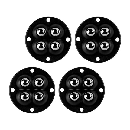 Crofta 4Pcs Mini Castor Roller 360 Degree Rotation Paste for Furniture Storage Box Steel beads black