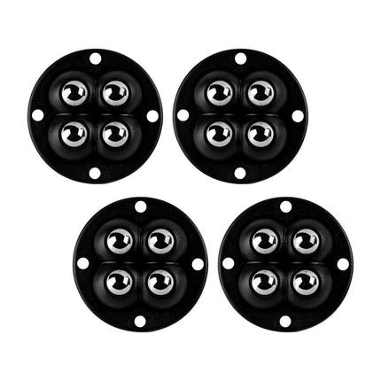 Crofta 4Pcs Mini Castor Roller 360 Degree Rotation Paste for Furniture Storage Box Steel beads black