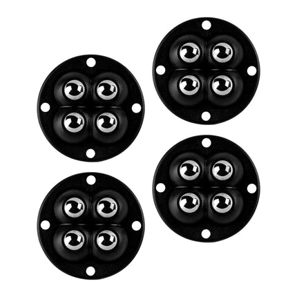 Crofta 4Pcs Mini Castor Roller 360 Degree Rotation Paste for Furniture Storage Box Steel beads black