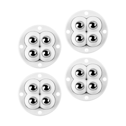 Crofta 4Pcs Mini Castor Roller 360 Degree Rotation Paste for Furniture Storage Box Steel beads white