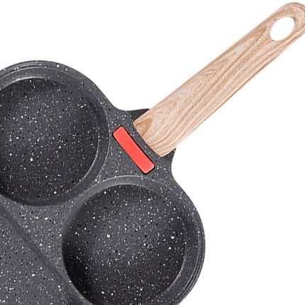 Crofta Breakfast Frying Pan Egg Cooker Pan Egg Steak Pot for Frying Cooking Burger wood handle