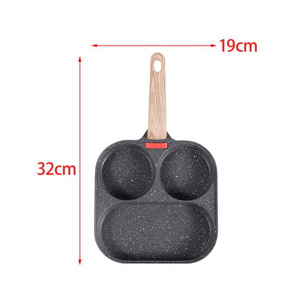 Crofta Breakfast Frying Pan Egg Cooker Pan Egg Steak Pot for Frying Cooking Burger wood handle