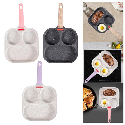 Crofta Breakfast Frying Pan Egg Cooker Pan Egg Steak Pot for Frying Cooking Burger wood handle