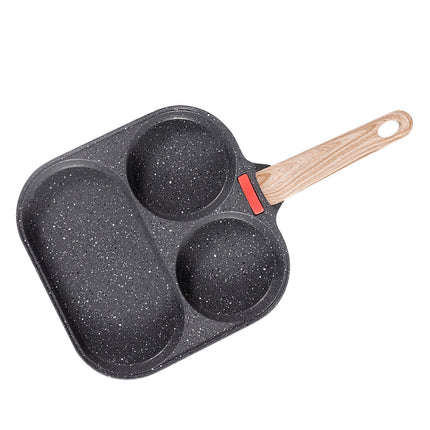 Crofta Breakfast Frying Pan Egg Cooker Pan Egg Steak Pot for Frying Cooking Burger wood handle