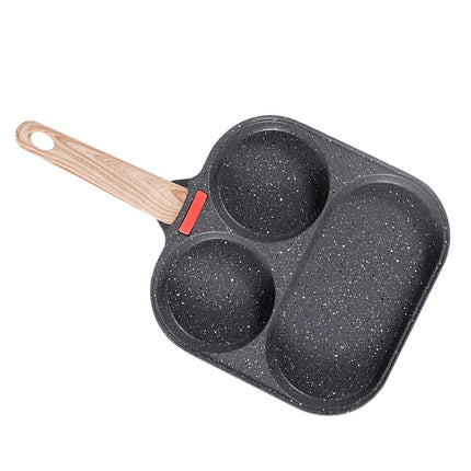 Crofta Breakfast Frying Pan Egg Cooker Pan Egg Steak Pot for Frying Cooking Burger wood handle