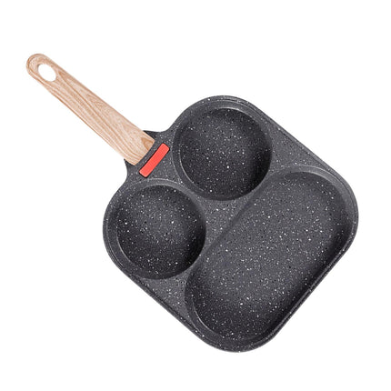 Crofta Breakfast Frying Pan Egg Cooker Pan Egg Steak Pot for Frying Cooking Burger wood handle