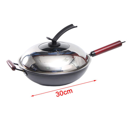 Crofta Household Wok Pan with Cover Non Stick pan to Clean for Induction, Gas 30cm