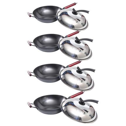 Crofta Household Wok Pan with Cover Non Stick pan to Clean for Induction, Gas 30cm