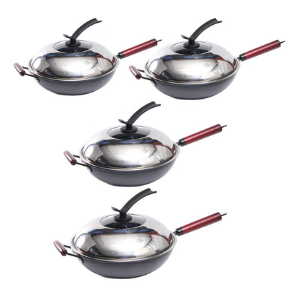 Crofta Household Wok Pan with Cover Non Stick pan to Clean for Induction, Gas 30cm