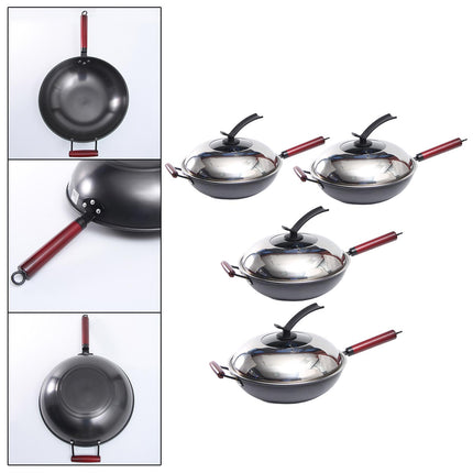 Crofta Household Wok Pan with Cover Non Stick pan to Clean for Induction, Gas 30cm