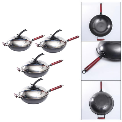 Crofta Household Wok Pan with Cover Non Stick pan to Clean for Induction, Gas 30cm