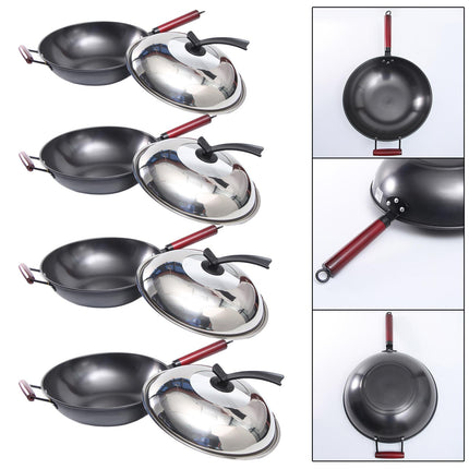 Crofta Household Wok Pan with Cover Non Stick pan to Clean for Induction, Gas 30cm