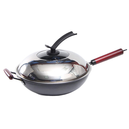 Crofta Household Wok Pan with Cover Non Stick pan to Clean for Induction, Gas 30cm