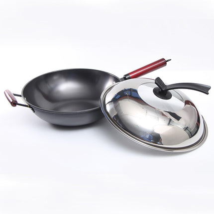 Crofta Household Wok Pan with Cover Non Stick pan to Clean for Induction, Gas 30cm