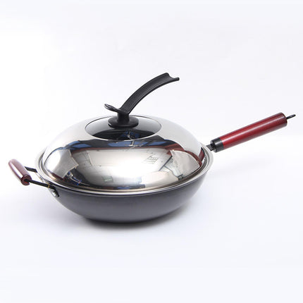 Crofta Household Wok Pan with Cover Non Stick pan to Clean for Induction, Gas 30cm