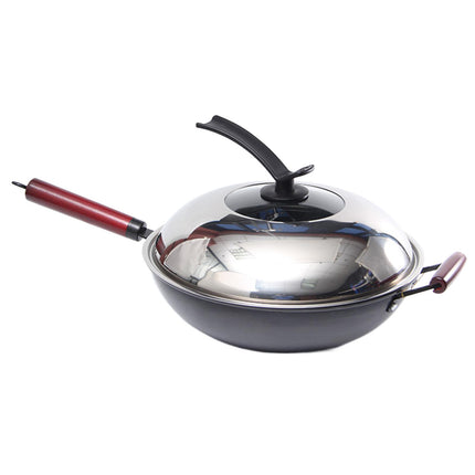 Crofta Household Wok Pan with Cover Non Stick pan to Clean for Induction, Gas 30cm