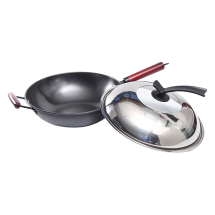 Crofta Household Wok Pan with Cover Non Stick pan to Clean for Induction, Gas 30cm