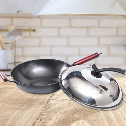 Crofta Household Wok Pan with Cover Non Stick pan to Clean for Induction, Gas 30cm