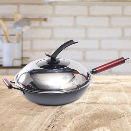 Crofta Household Wok Pan with Cover Non Stick pan to Clean for Induction, Gas 30cm