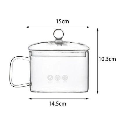 Crofta Glass Soup Bowl Handmade Glass Cookware Glass Saucepan for Tea Fruits Milk 1.5L Style C