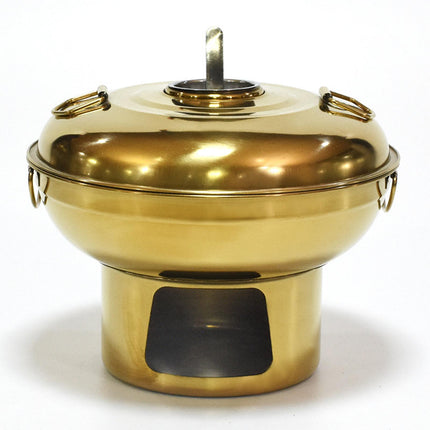 Crofta Chinese Small Hot Pot Stainless Steel Hot Pot for Restaurant Countertop Aureate 20cm