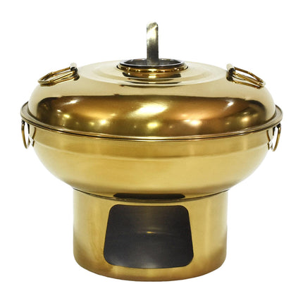 Crofta Chinese Small Hot Pot Stainless Steel Hot Pot for Restaurant Countertop Aureate 20cm