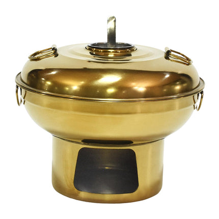 Crofta Chinese Small Hot Pot Stainless Steel Hot Pot for Restaurant Countertop Aureate 20cm