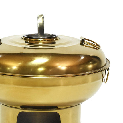 Crofta Chinese Small Hot Pot Stainless Steel Hot Pot for Restaurant Countertop Aureate 20cm