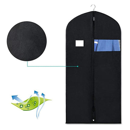 Crofta Hanging Garment Bags Dress Bag Dustproof Bag Men Suits Cover for suits Shirts Black 110cm