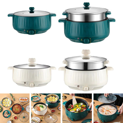 Crofta Electric Cooking Pot Nonstick Portable Electric Skillet for Pasta Eggs Green