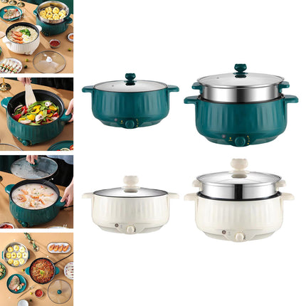 Crofta Electric Cooking Pot Nonstick Portable Electric Skillet for Pasta Eggs Green