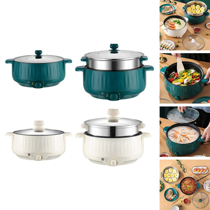 Crofta Electric Cooking Pot Nonstick Portable Electric Skillet for Pasta Eggs Green