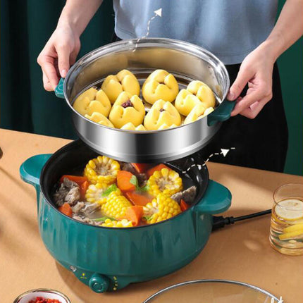 Crofta Electric Cooking Pot Nonstick Portable Electric Skillet for Pasta Eggs Green