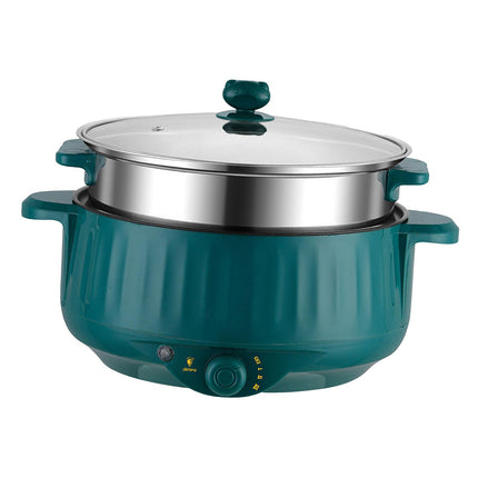 Crofta Electric Cooking Pot Nonstick Portable Electric Skillet for Pasta Eggs Green  with Steamer