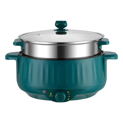 Crofta Electric Cooking Pot Nonstick Portable Electric Skillet for Pasta Eggs Green  with Steamer