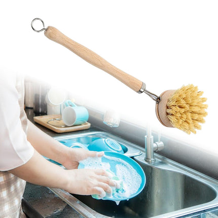 Crofta Scrubber for Cleaning Dishes Pans palm Pot Brush for Floor wood long