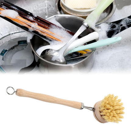 Crofta Scrubber for Cleaning Dishes Pans palm Pot Brush for Floor wood long