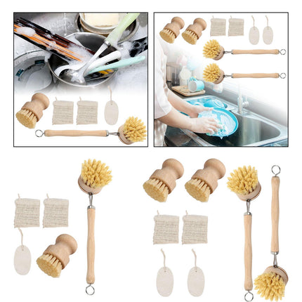 Crofta Palm Pot Brush Cleaning Pots Kitchen Sink Cleaning for Floor Garage Bathtubs 5Pcs