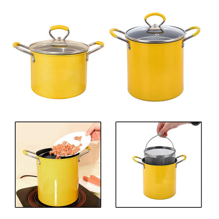 Crofta Stainless Steel Frying Pot Deep Frying Pot for Home Kitchen Fryer Fries Fish 2L