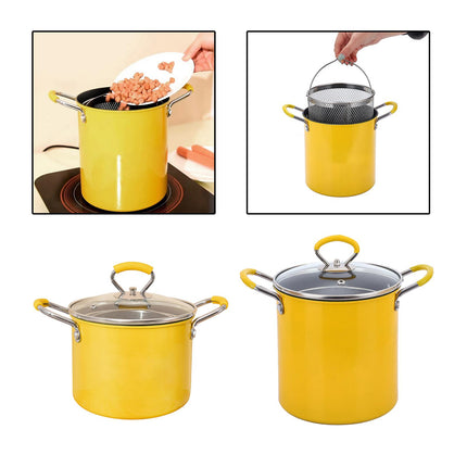 Crofta Stainless Steel Frying Pot Deep Frying Pot for Home Kitchen Fryer Fries Fish 2L