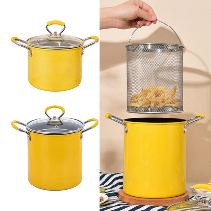 Crofta Stainless Steel Frying Pot Deep Frying Pot for Home Kitchen Fryer Fries Fish 2L