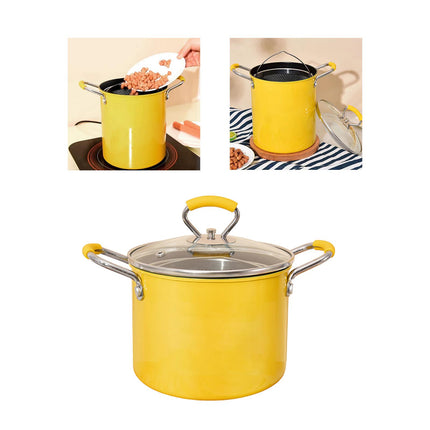 Crofta Stainless Steel Frying Pot Deep Frying Pot for Home Kitchen Fryer Fries Fish 2L