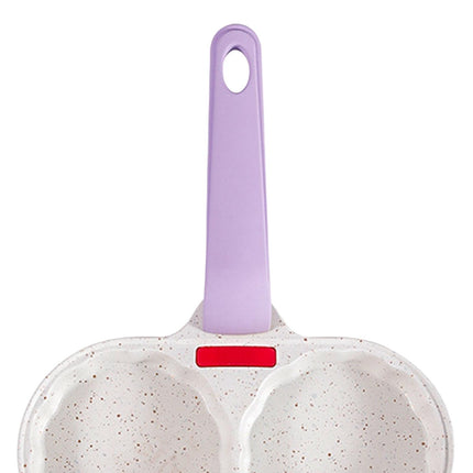 Crofta Egg Frying Pan Nonstick with Handle Easy to Clean 4 Section Violet Handle